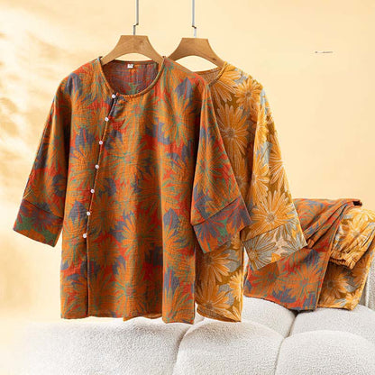 Ownkoti Retro Sunflower Pure Cotton Pajama Set - image 3