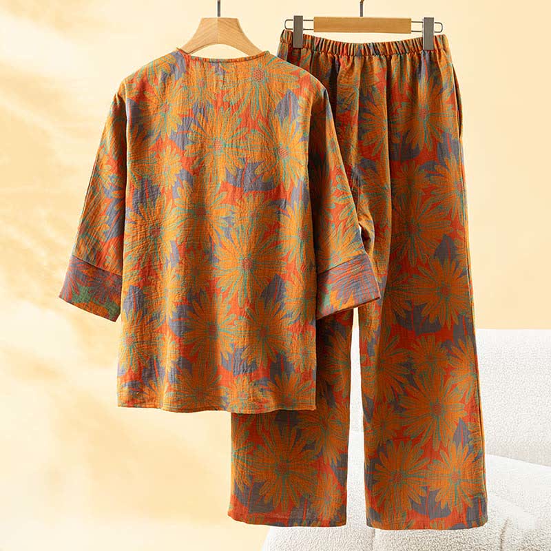 Ownkoti Retro Sunflower Pure Cotton Pajama Set - image 10