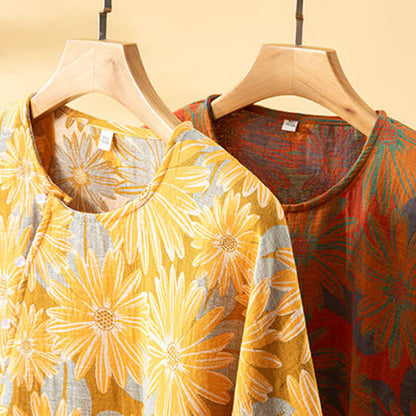 Ownkoti Retro Sunflower Pure Cotton Pajama Set - image 4