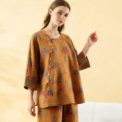 Ownkoti Retro Sunflower Pure Cotton Pajama Set - image 8