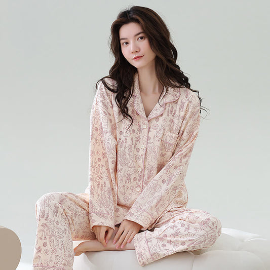 Ownkoti Tropical Leaf & Bunny Pajama Set - Pink - 3XL - image 0