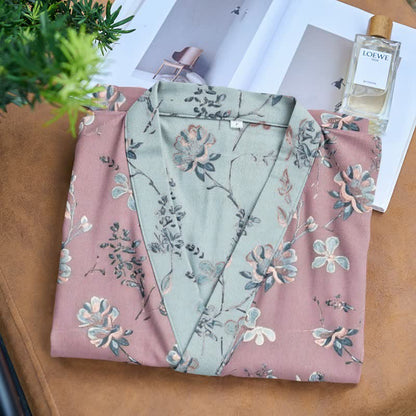 Ownkoti Double Gauze Blooming Floral Cotton Kimono Robe - image 4