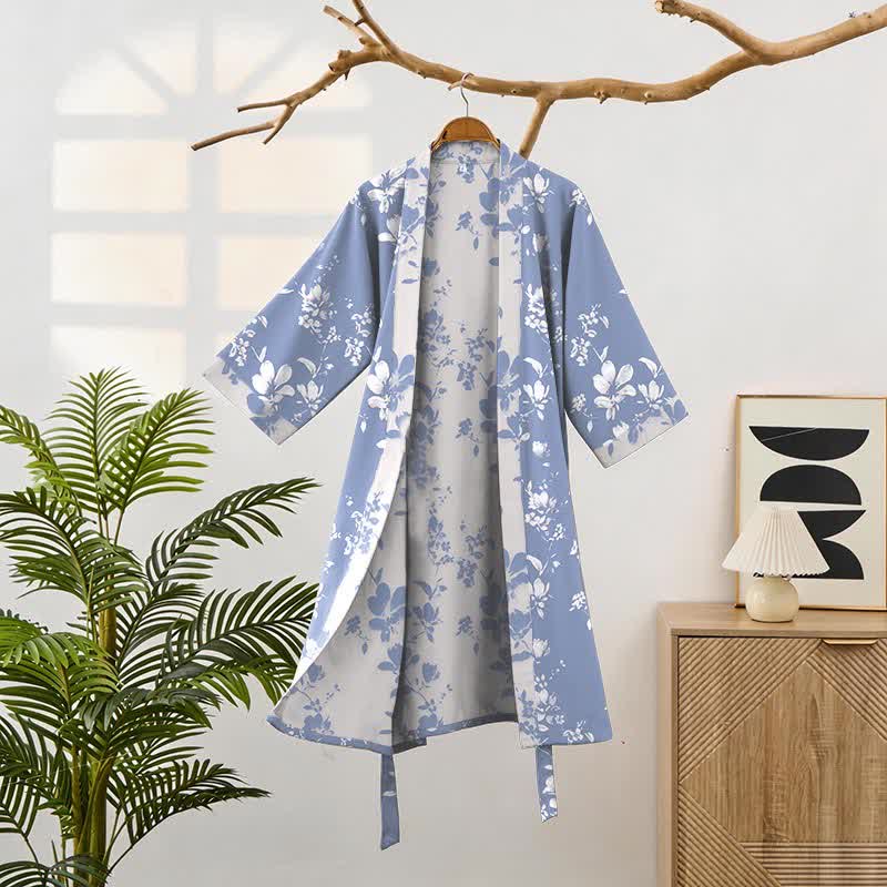Ownkoti Double Gauze Elegant Floral Cotton Kimono Robe - image 3