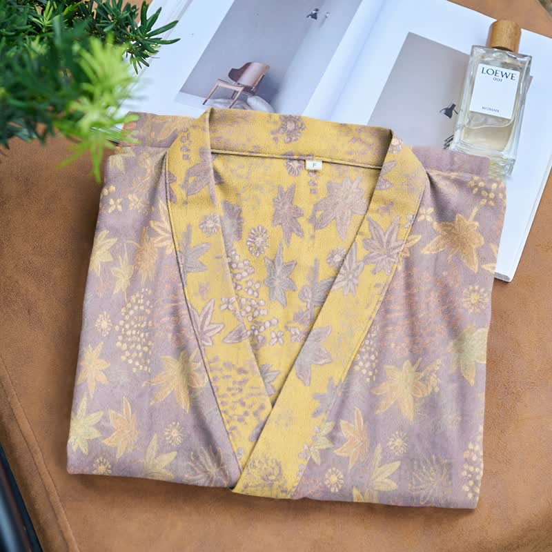 Ownkoti Double Gauze Botanical Cotton Kimono Robe - image 3