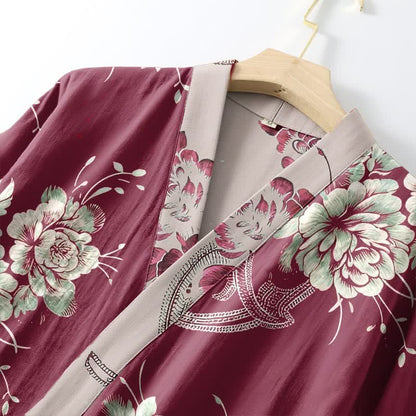 Ownkoti Luxurious Peony Double Gauze Cotton Kimono Robe - image 6
