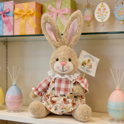 Ownkoti Easter Sitting Bunny Plush Figurine Decor - Female Rabbit - 7.08"W × 4.72"D × 12.59"H - image 12