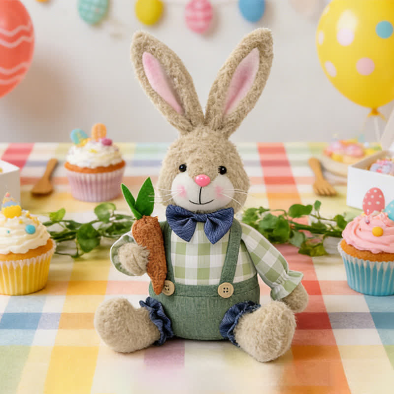 Ownkoti Easter Sitting Bunny Plush Figurine Decor - Male Rabbit - 7.08"W × 4.72"D × 12.59"H - image 6