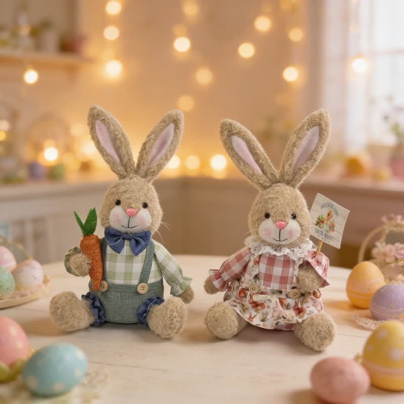 Ownkoti Easter Sitting Bunny Plush Figurine Decor - image 3