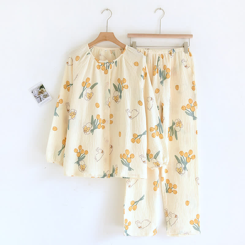 Ownkoti Tulip & Bunny Cotton Gauze Pajama Set - image 10