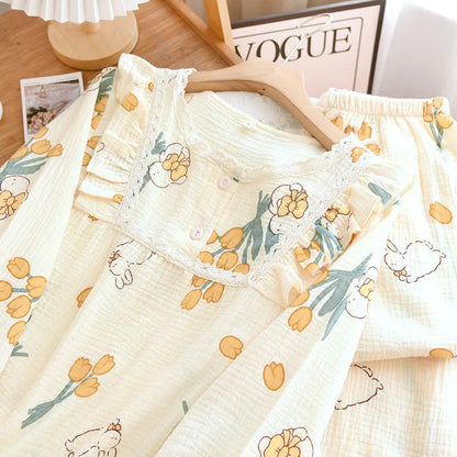 Ownkoti Tulip & Bunny Cotton Gauze Pajama Set - image 3