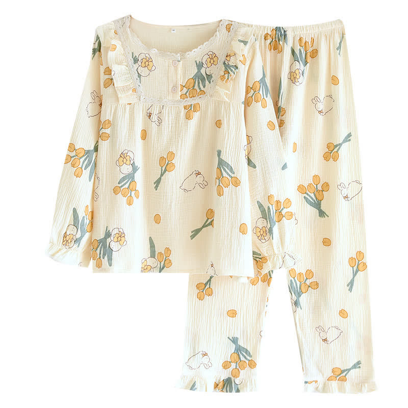 Ownkoti Tulip & Bunny Cotton Gauze Pajama Set - image 8