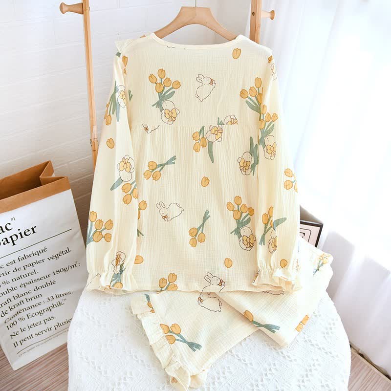 Ownkoti Tulip & Bunny Cotton Gauze Pajama Set - image 2