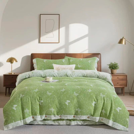 Ownkoti Line Art Butterfly Botanical Cotton Gauze Bedding(4PCS) - King - image 0