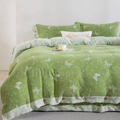 Ownkoti Line Art Butterfly Botanical Cotton Gauze Bedding(4PCS) - image 1