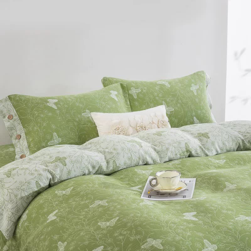 Ownkoti Line Art Butterfly Botanical Cotton Gauze Bedding(4PCS) - image 2