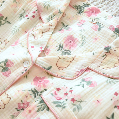 Ownkoti Floral & Bunny Cotton Gauze Pajama Top - image 3