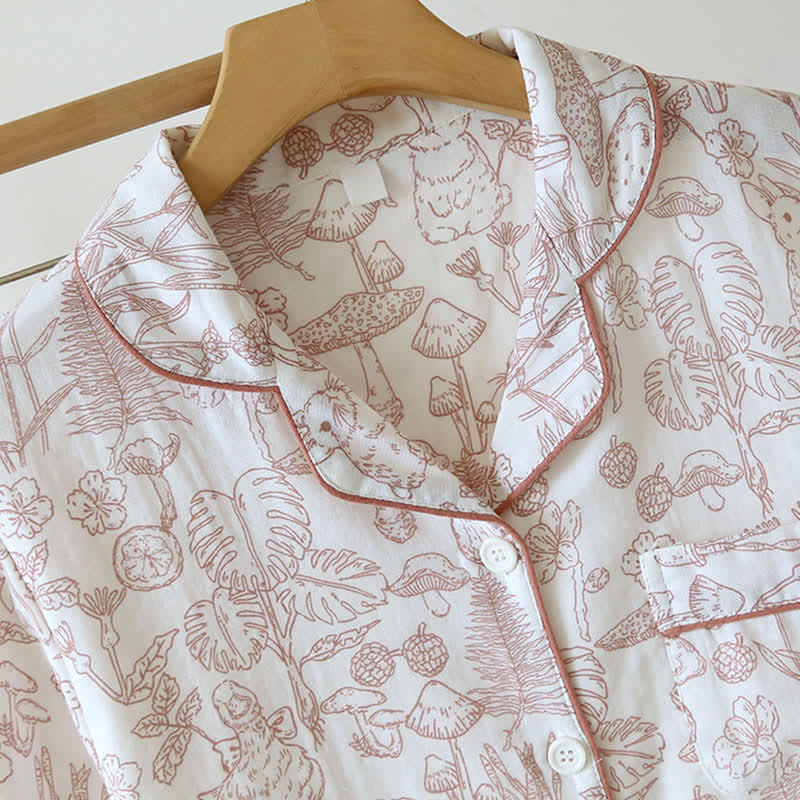 Ownkoti Refresh Bunny Forest Cotton Gauze Pajamas - image 4