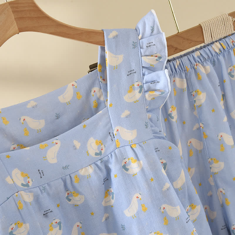 Ownkoti Blue Goose Cotton Gauze Sleeveless Pajamas - image 4