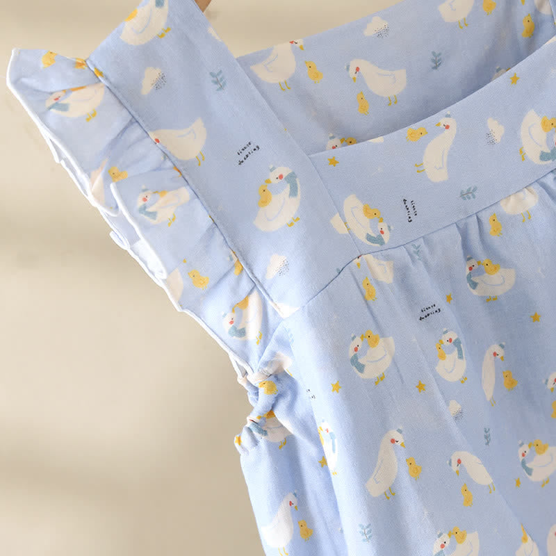 Ownkoti Blue Goose Cotton Gauze Sleeveless Pajamas - image 6