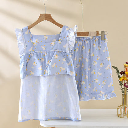 Ownkoti Blue Goose Cotton Gauze Sleeveless Pajamas - image 2