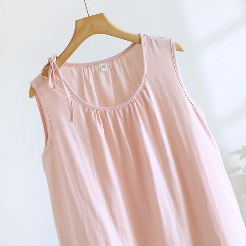 Ownkoti Minimalist Solid Color Cotton Sleeveless Nightgown - image 7