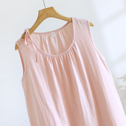 Ownkoti Minimalist Solid Color Cotton Sleeveless Nightgown - image 7