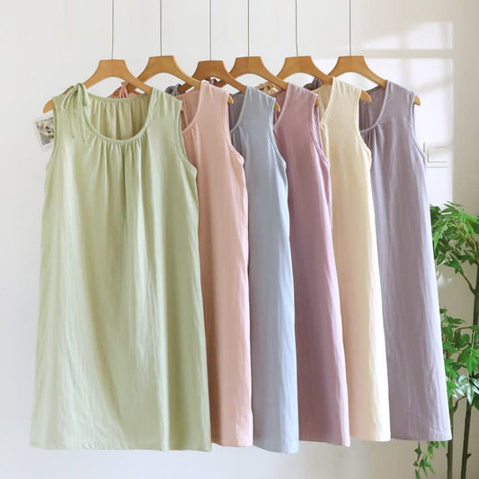 Ownkoti Minimalist Solid Color Cotton Sleeveless Nightgown - image 0