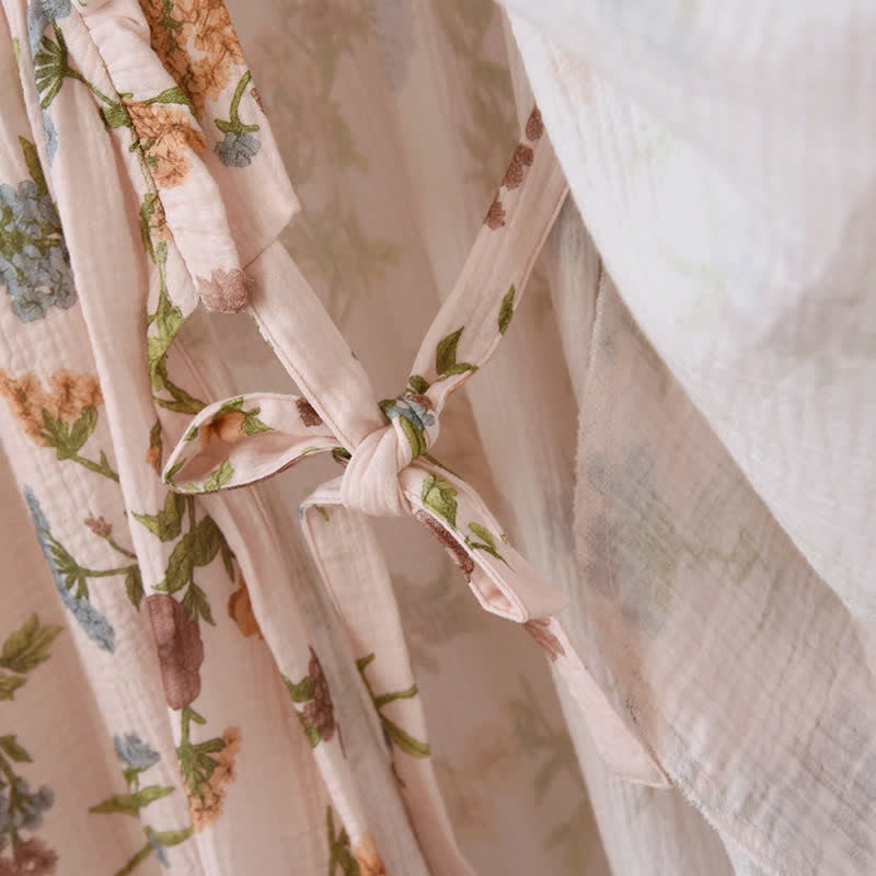 Ownkoti Floral Cotton Gauze Ruffled Neck Robe - image 5