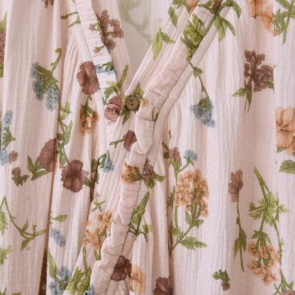 Ownkoti Floral Cotton Gauze Ruffled Neck  Robe - image 4