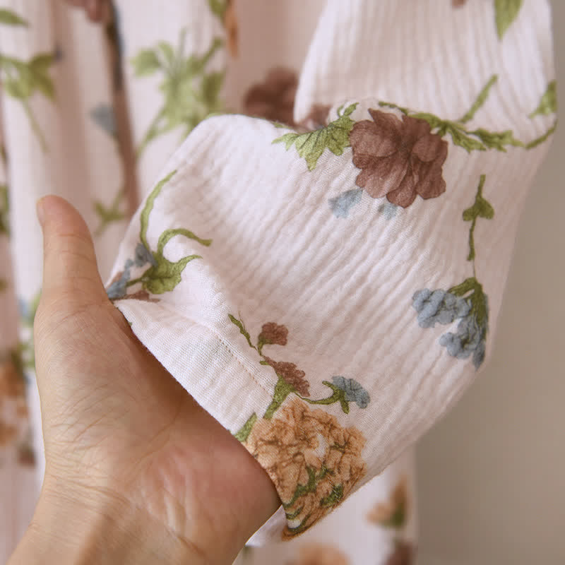 Ownkoti Floral Cotton Gauze Ruffled Neck  Robe - image 8