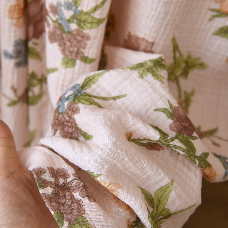 Ownkoti Floral Cotton Gauze Ruffled Neck Robe - image 7