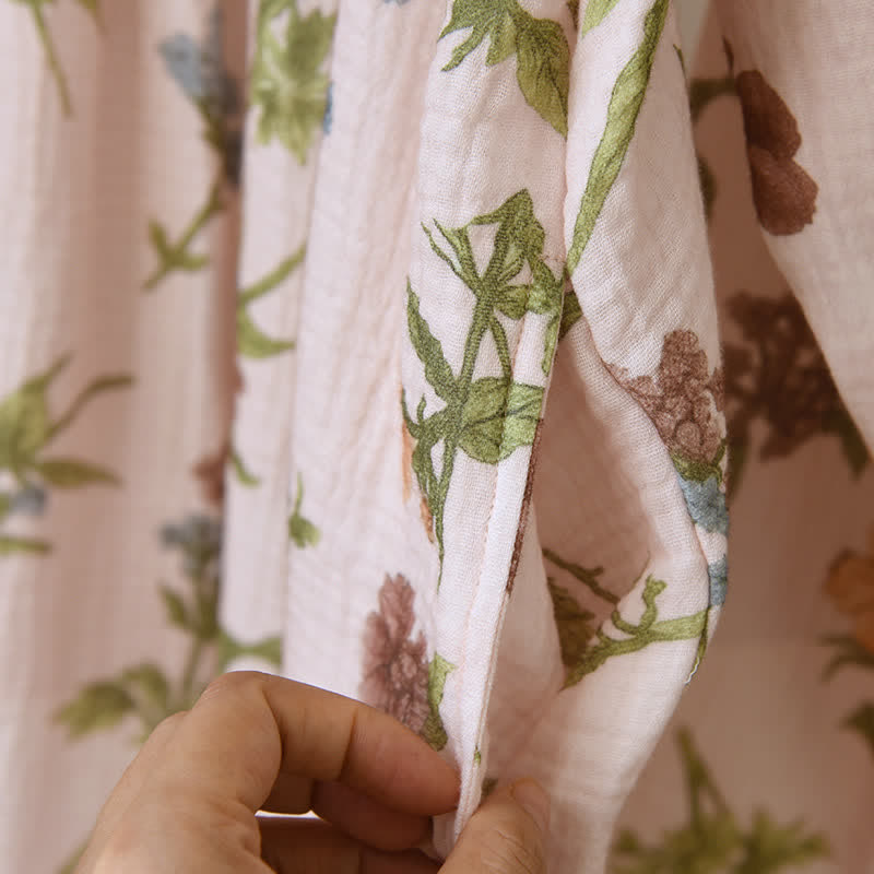 Ownkoti Floral Cotton Gauze Ruffled Neck  Robe - image 9