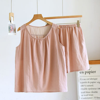 Ownkoti Solid Cotton Gauze Tank & Shorts Set - Light Pink - XL - image 13