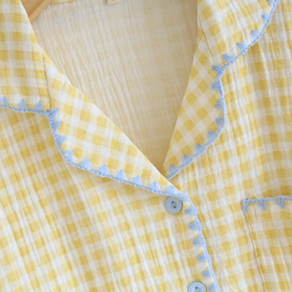 Ownkoti Plaid Cotton Gauze Pajamas with Embroidered Trim - image 13