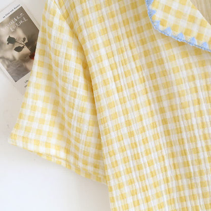 Ownkoti Plaid Cotton Gauze Pajamas with Embroidered Trim - image 14