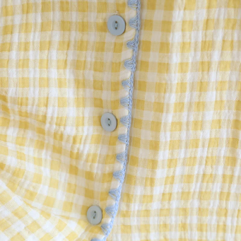 Ownkoti Plaid Cotton Gauze Pajamas with Embroidered Trim - image 15