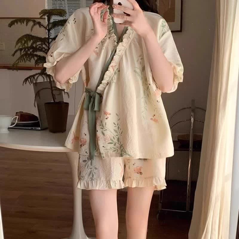 Ownkoti Rustic Butterfly & Leaf Ruffle Sleeve Pajamas - image 3