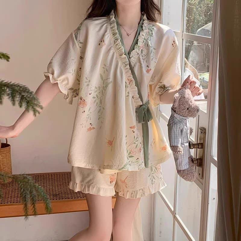 Ownkoti Rustic Butterfly & Leaf Ruffle Sleeve Pajamas - image 4