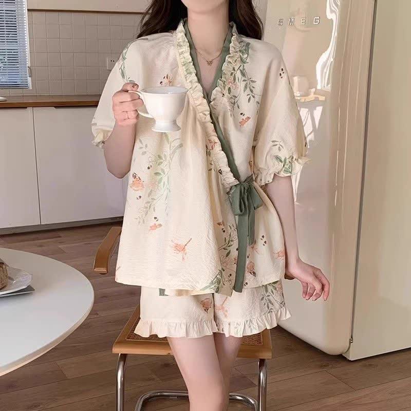 Ownkoti Rustic Butterfly & Leaf Ruffle Sleeve Pajamas - image 2
