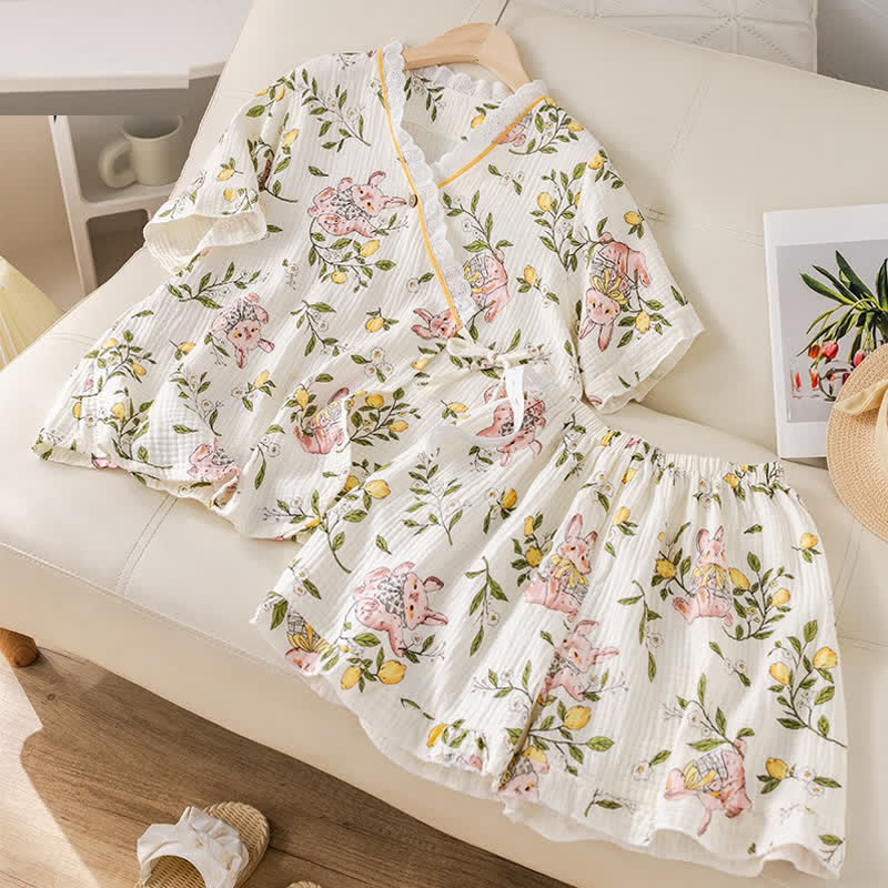 Ownkoti Lemon & Bunny Cotton Gauze Pajama Set - image 3