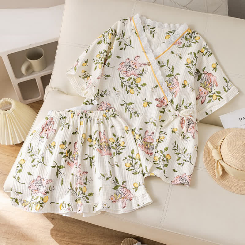 Ownkoti Lemon & Bunny Cotton Gauze Pajama Set - image 4