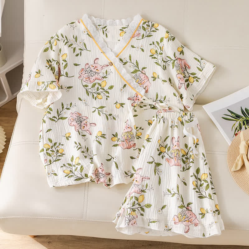 Ownkoti Lemon & Bunny Cotton Gauze Pajama Set - image 2