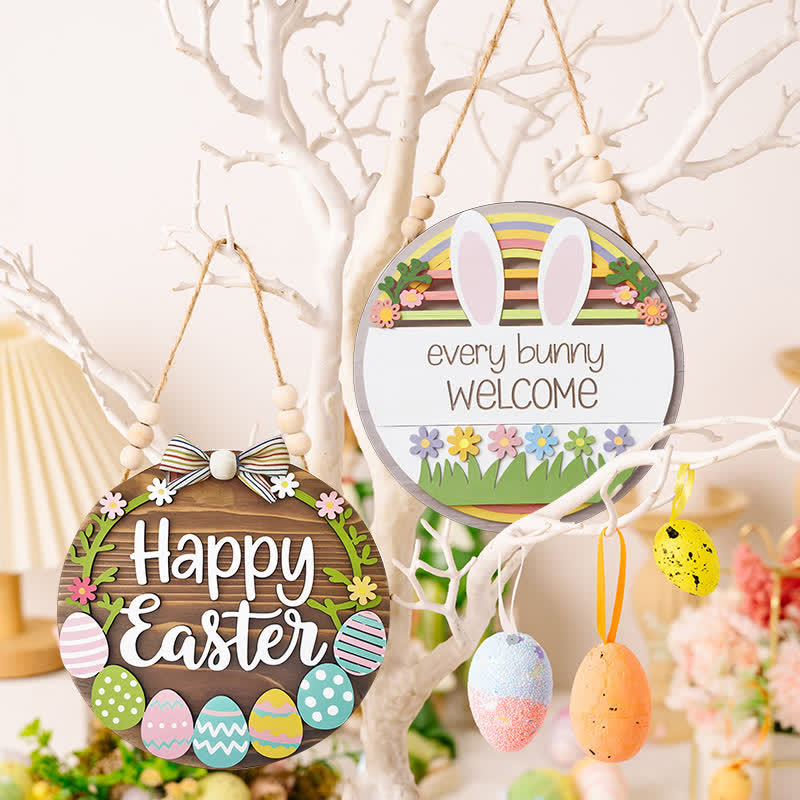 Ownkoti Easter Bunny & Egg Wooden Door Hanger - image 0