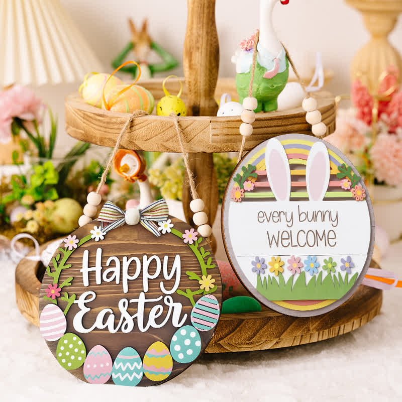 Ownkoti Easter Bunny & Egg Wooden Door Hanger - image 1
