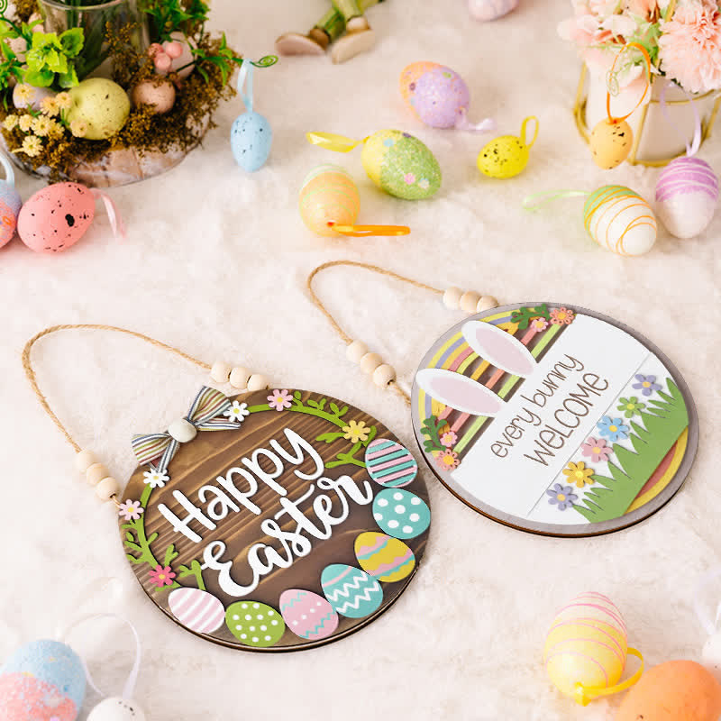Ownkoti Easter Bunny & Egg Wooden Door Hanger - image 2