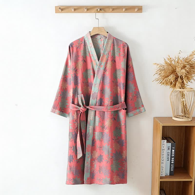 Ownkoti Double Gauze Maple Leaf Cotton Kimono Robe - image 2