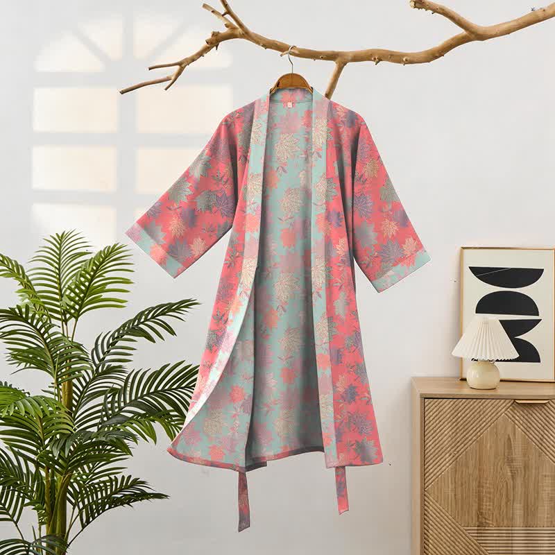 Ownkoti Double Gauze Maple Leaf Cotton Kimono Robe - image 1