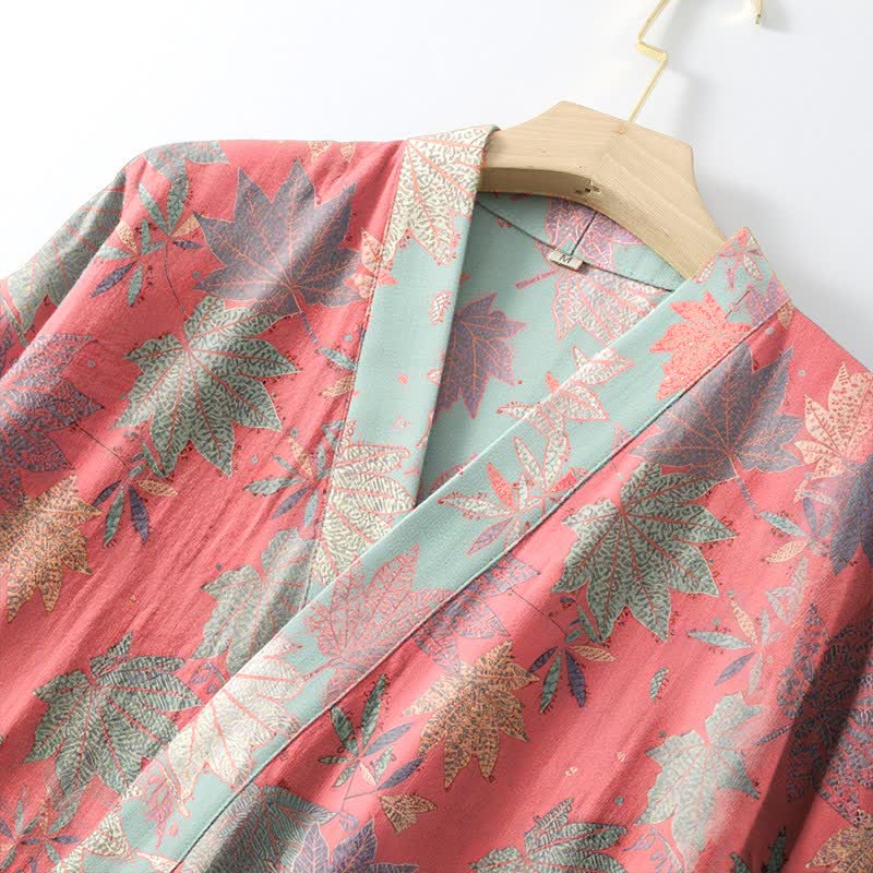 Ownkoti Double Gauze Maple Leaf Cotton Kimono Robe - image 4