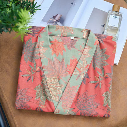 Ownkoti Double Gauze Maple Leaf Cotton Kimono Robe - image 3