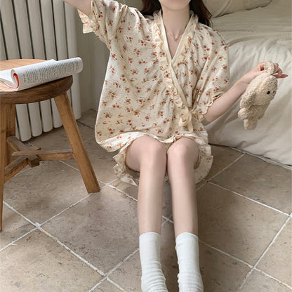 Ownkoti Country Style Floral Ruffle Sleeve Pajamas - image 3